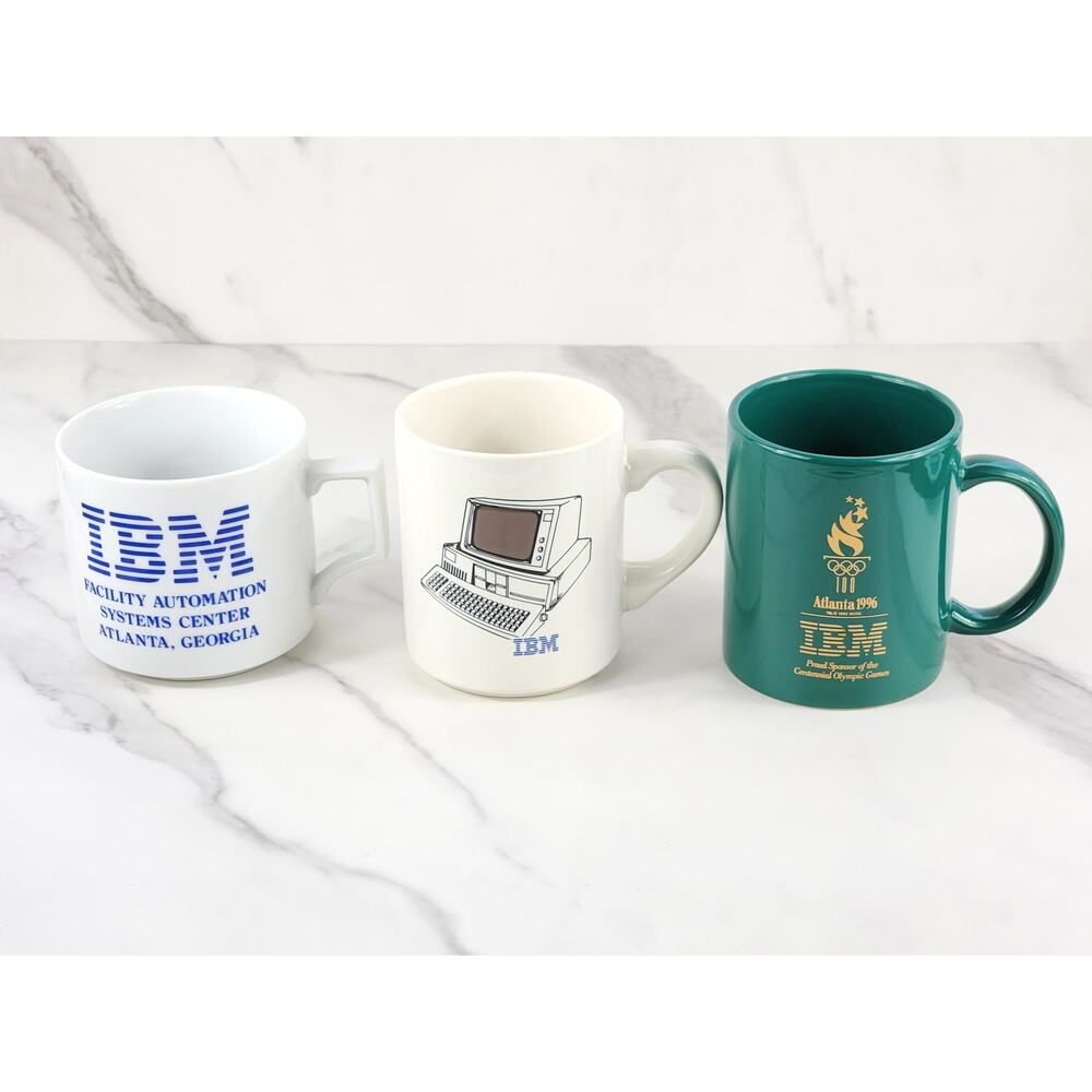 IBM Computer Facility Automation Coffee Mug 10oz Teacup 90s System 3 1/2" x3 Vtg
